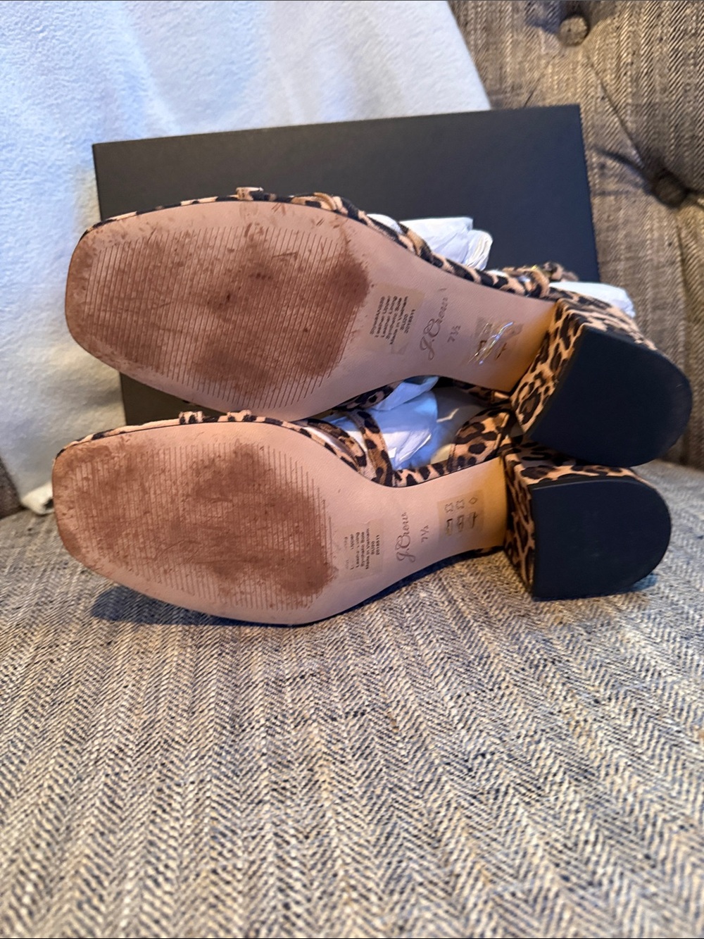 J. Crew Leopard Print Strappy Block Heel Sandals - size 7.5 - Picture 10 of 11